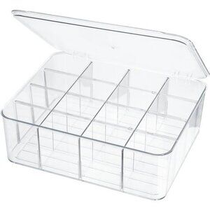 Clear Drawer Organizer Box with 16 Dividers for Socks Underwear Ties Bras